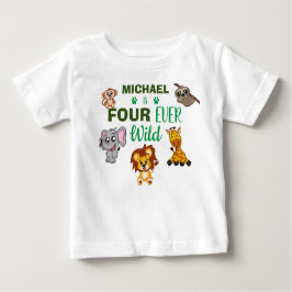 Camiseta Para Bebê Quarto Aniversário da Selva Selvagem Selvagem Selv