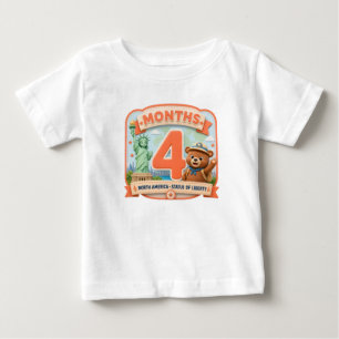 Camiseta Para Bebê Quatro Meses ao Redor do Mundo