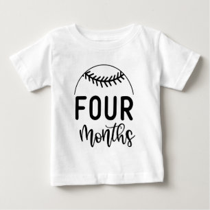 Camiseta Para Bebê Quatro Meses Marco de Bebê de Beisebol -