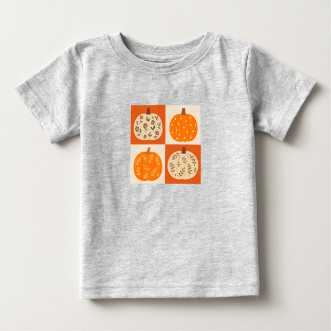 Camiseta Para Bebê Quatro Pequenas Pumpkins (Frente)