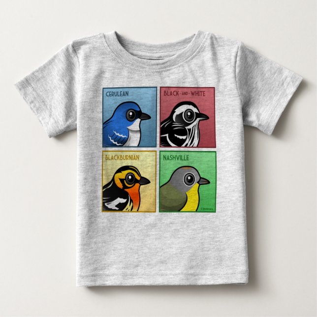 Camiseta Para Bebê Quatro toutinegras da cor (Frente)
