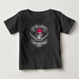 Camiseta Para Bebê Que Comece as Travessuras de Piratas do Halloween 
