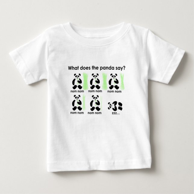 Camiseta Para Bebê Que faz a panda diz? (Frente)