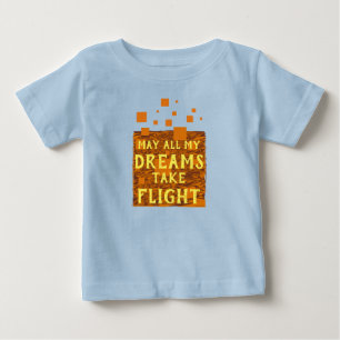 Camiseta Para Bebê Que Todos os Meus Sonhos Voem Laranja Marrom Amare