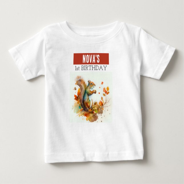 Camiseta Para Bebê Queda / Autumn Vibes Squirrel - t-shirt de anivers (Frente)