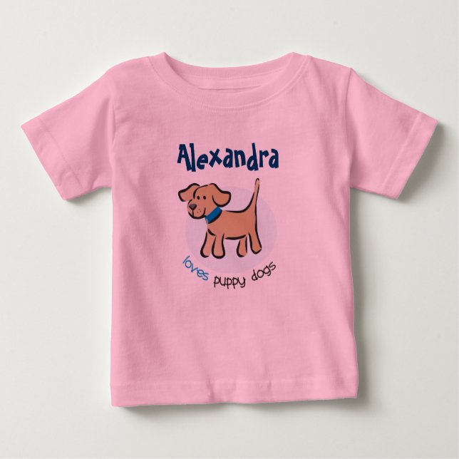 Camiseta Para Bebê Quem ama filhotes de cachorro? (Frente)