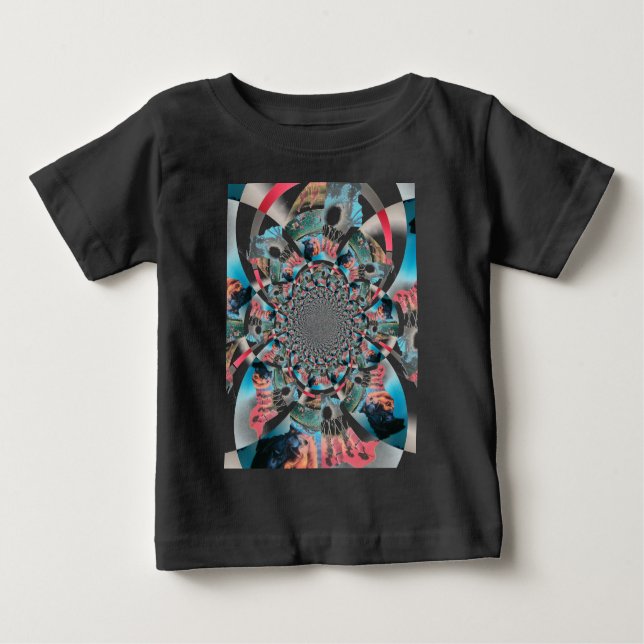 Camiseta Para Bebê Quênia Tapeçaria Caleidoscópio Impressão de Arte (Frente)