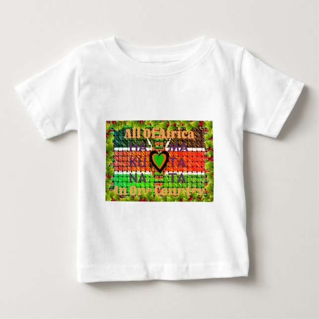 Camiseta Para Bebê Quênia: Toda a África em Um País - Bandeira Tecida (Frente)