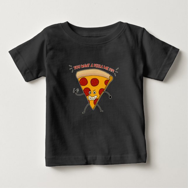 Camiseta Para Bebê Quer uma Pizza?!? (Frente)