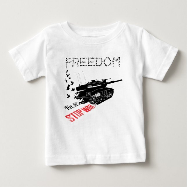 Camiseta Para Bebê Queremos paz mundial e liberdade, acabem com a gue (Frente)