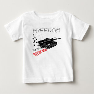Camiseta Para Bebê Queremos Paz Mundial e Liberdade, Pare a Guerra