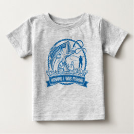 Camiseta Para Bebê Queria Que Eu Estivesse Pescando