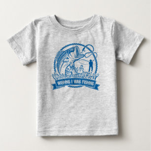 Camiseta Para Bebê Queria Que Eu Estivesse Pescando