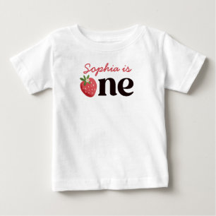 Camiseta Para Bebê Querida Menina Morango 1º Aniversário