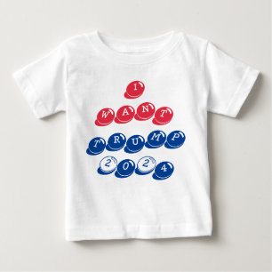 Camiseta Para Bebê Quero Trump 2024 - Letra americana Candy