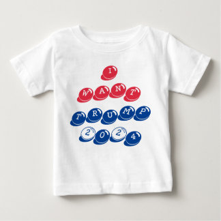 Camiseta Para Bebê Quero Trump 2024 - Letra americana Candy
