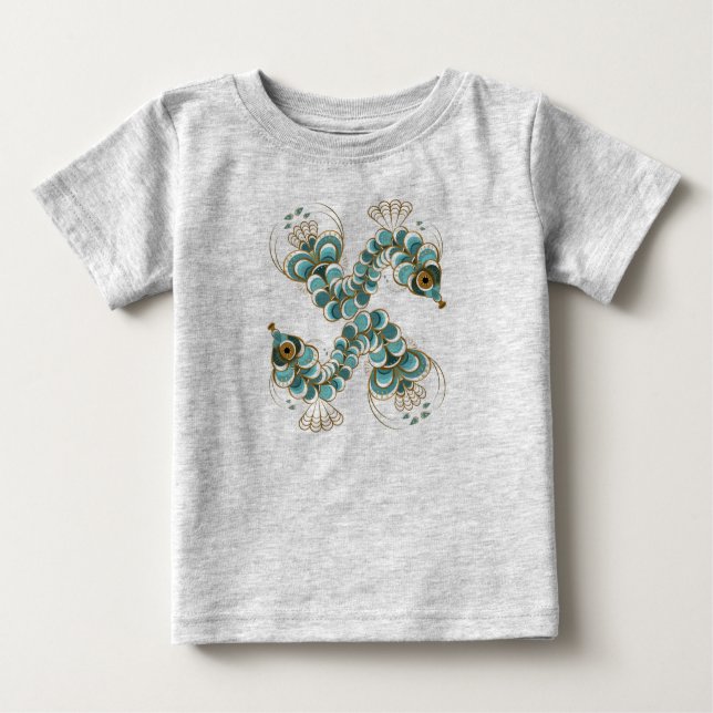 Camiseta Para Bebê Quimera - Camisa-Bebê-Cavalo-Pavão (Frente)