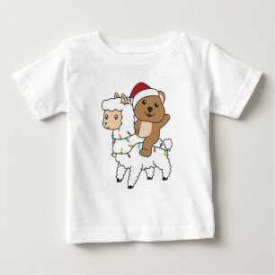 Camiseta Para Bebê Quokka Llama Natal Animais de inverno