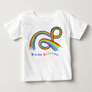 Camiseta Para Bebê R é para o Rainbow Trabalho de arte Baby e Kids't 