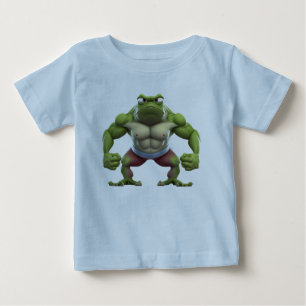 Camiseta Para Bebê Rã Musculosa, Forte Rã com Corpo Musculoso para Fi