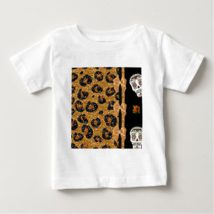 Camiseta Para Bebê RAB Rockabilly Dourado Estampa de Leopardo Açúcar
