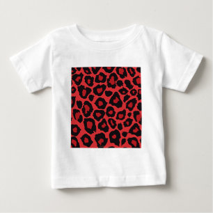 Camiseta Para Bebê RAB Rockabilly Leopard Print Red Black