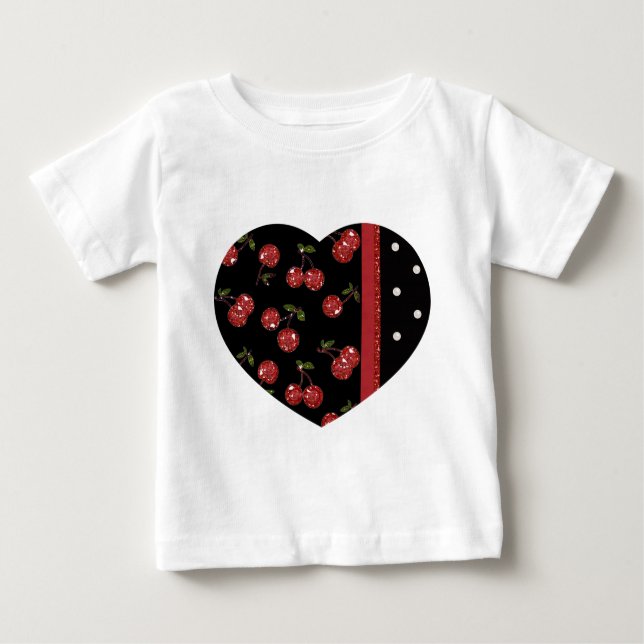Camiseta Para Bebê RAB Rockabilly Muito Cherry Black (Frente)