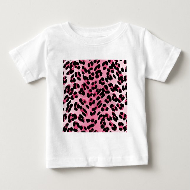 Camiseta Para Bebê RAB Rockabilly Pink Cheetah Impressão (Frente)