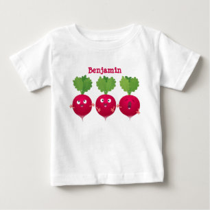 Camiseta Para Bebê Rabanetes lindos cantando legumes trio