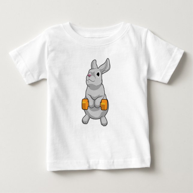 Camiseta Para Bebê Rabbit Malhação Dumbbell (Frente)