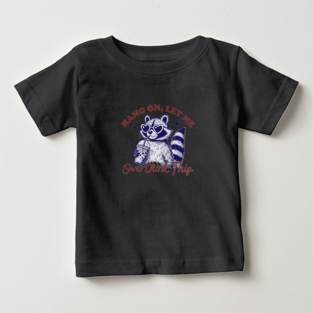Camiseta Para Bebê Raccoon em pensamento (Frente)