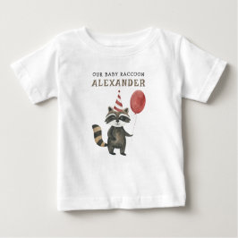 Camiseta Para Bebê Raccoon First Birthday