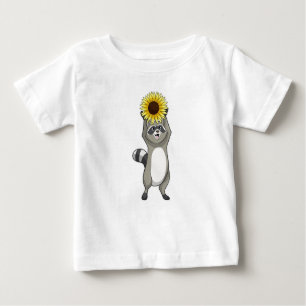 Camiseta Para Bebê Racoon com girassol