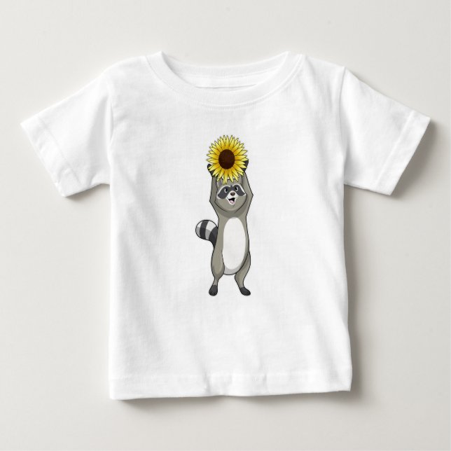 Camiseta Para Bebê Racoon com girassol (Frente)