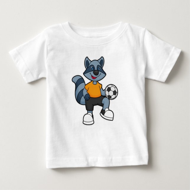 Camiseta Para Bebê Racoon com jogador de futebol (Frente)