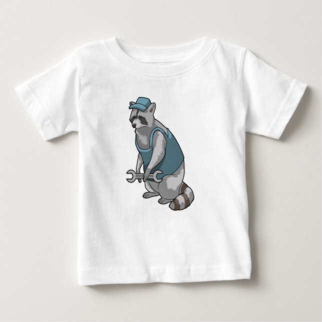 Camiseta Para Bebê Racoon como artesão de Wrench (Frente)