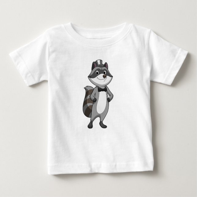 Camiseta Para Bebê Racoon como Groom com Tie (Frente)