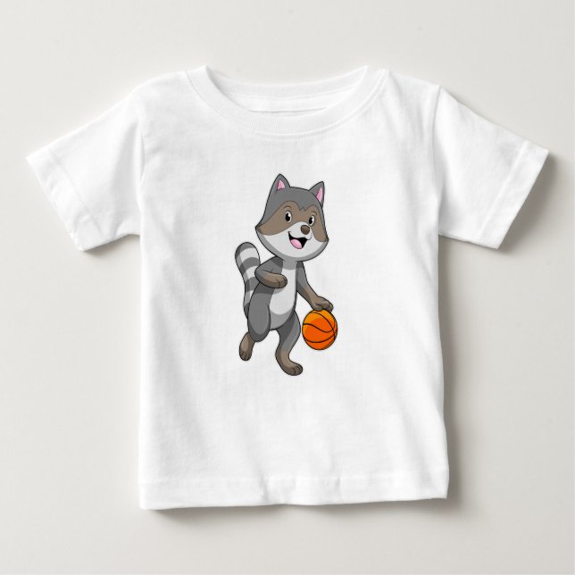 Camiseta Para Bebê Racoon como jogador de basquetebol (Frente)