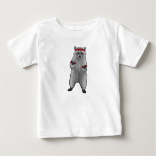 Camiseta Para Bebê Racoon na Malhação com Dumbbells