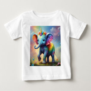 Camiseta Para Bebê Radiante Maravilha: O Bebê Arco-Íris Elefante Unic