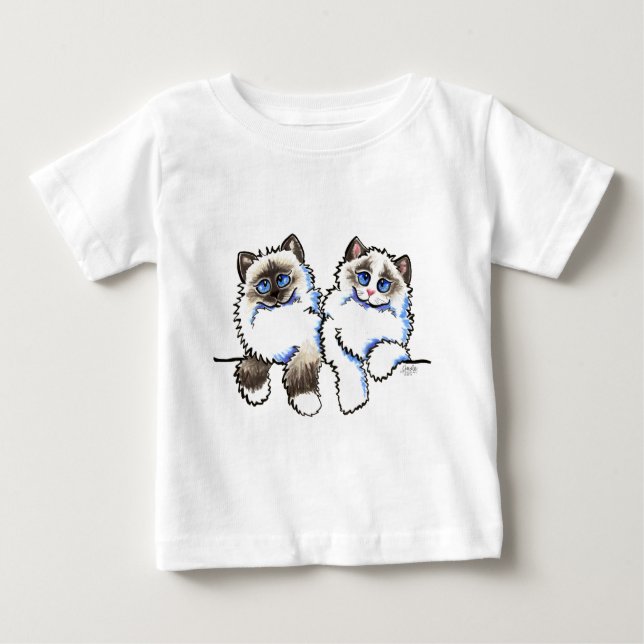 Camiseta Para Bebê Ragdoll Gata Par de Dolls Off-Leash Art™ (Frente)