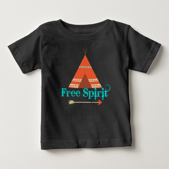 Camiseta Para Bebê Raglan Tee Pee Free Spirit Tee Tee (Frente)