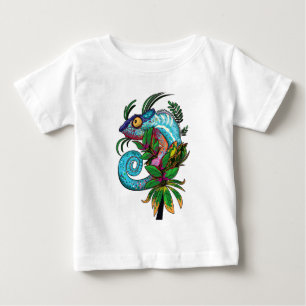 Camiseta Para Bebê Rainbow Chameleon