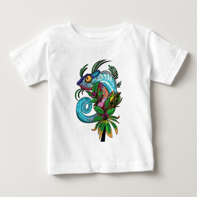 Camiseta Para Bebê Rainbow Chameleon (Frente)
