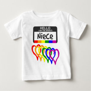 Camiseta Para Bebê Rainbow Flag Copia Crachá de nome da sobrinha Brid