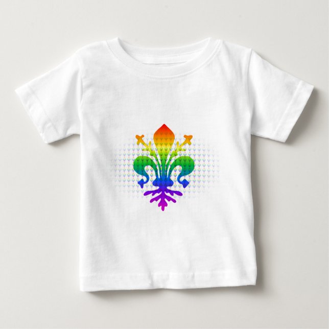 Camiseta Para Bebê Rainbow Fleur-de-lis (Frente)