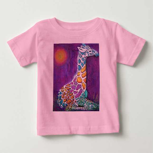 Camiseta Para Bebê Rainbow Giraffe (Frente)