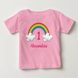 Camiseta Para Bebê Rainbow Girl Qualquer Idade Aniversário