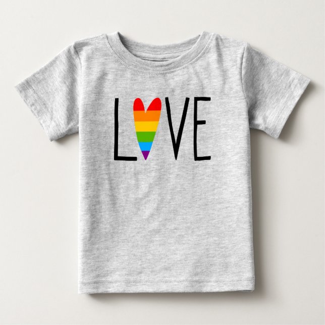Camiseta Para Bebê Rainbow Love (Frente)