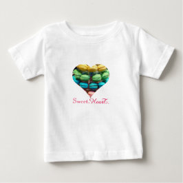 Camiseta Para Bebê Rainbow Macaron Sweet Heart